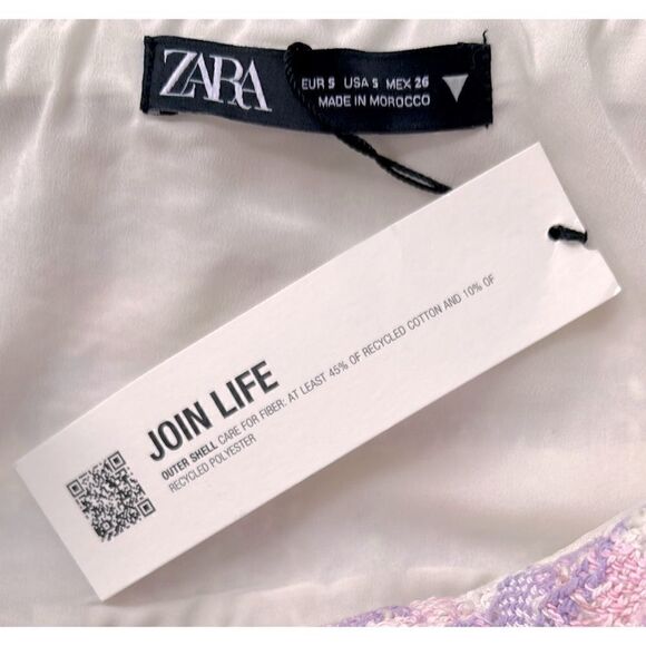 NWT Zara Pink Purple White Plaid Tweed Textured Corset Crop Top, Small - Picture 12 of 15